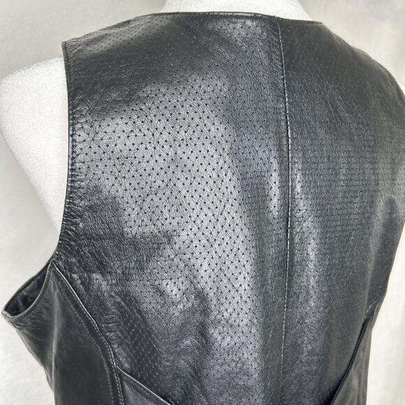 Harley Davidson Women's Leather Black Vest Lace Up Back - Picture 12 of 16